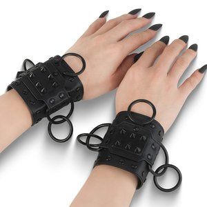 Goth Faux Leather Spike Wrist Cuffs Bracelets